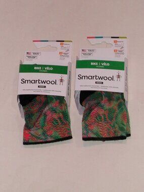 2 Pairs SmartWool Bike Zero Cushion Jungle Music Print Ankle Socks Women's Large